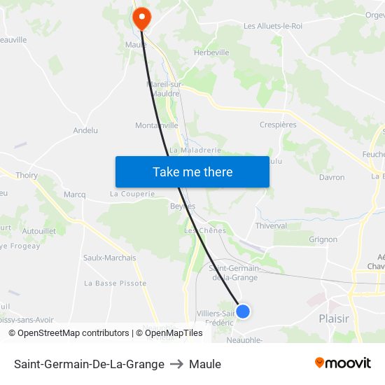 Saint-Germain-De-La-Grange to Maule map