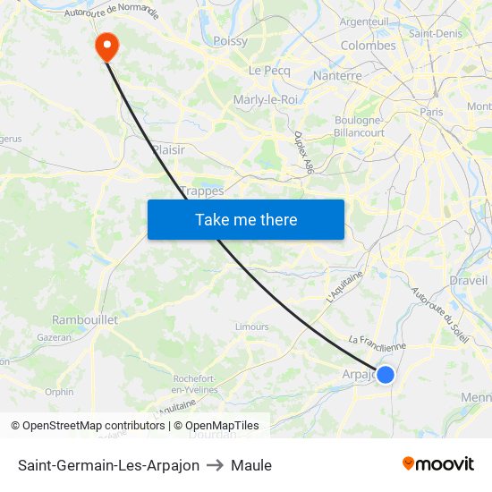 Saint-Germain-Les-Arpajon to Maule map