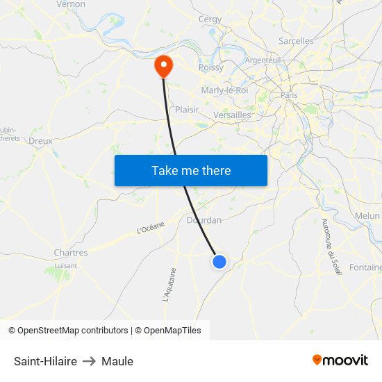 Saint-Hilaire to Maule map