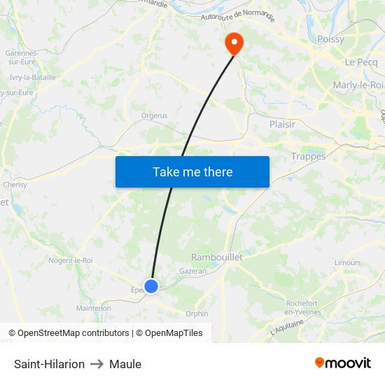 Saint-Hilarion to Maule map
