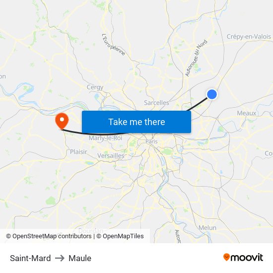 Saint-Mard to Maule map
