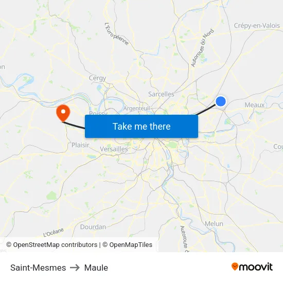 Saint-Mesmes to Maule map