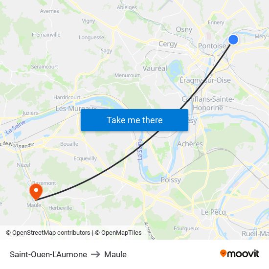 Saint-Ouen-L'Aumone to Maule map