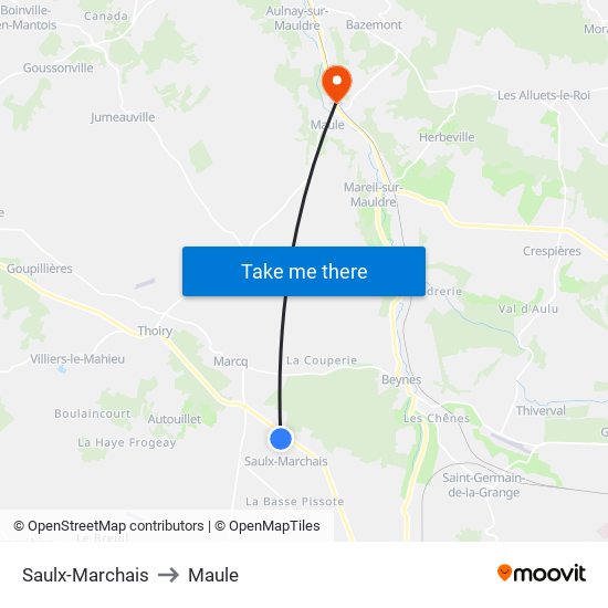 Saulx-Marchais to Maule map