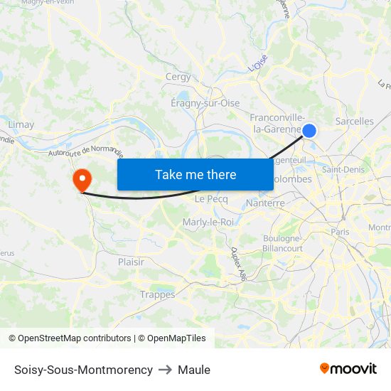 Soisy-Sous-Montmorency to Maule map