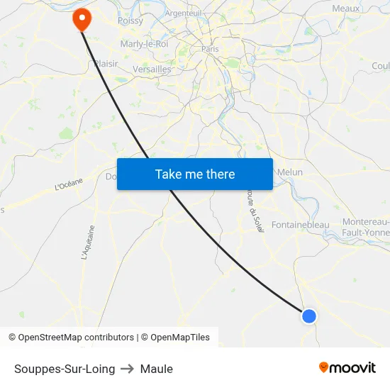 Souppes-Sur-Loing to Maule map