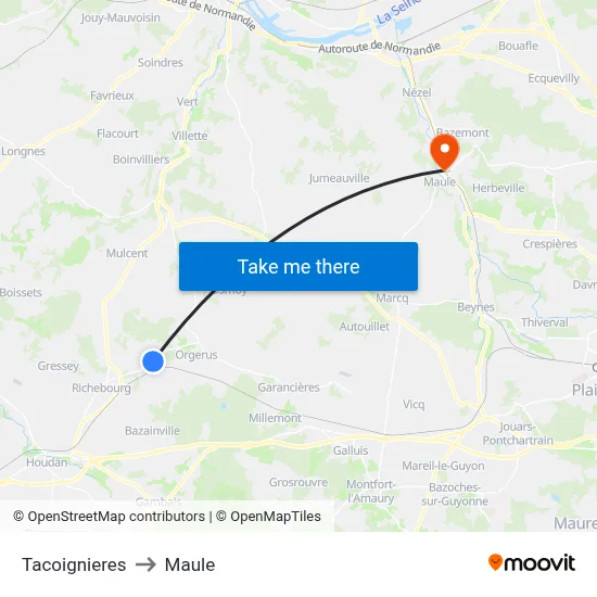 Tacoignieres to Maule map
