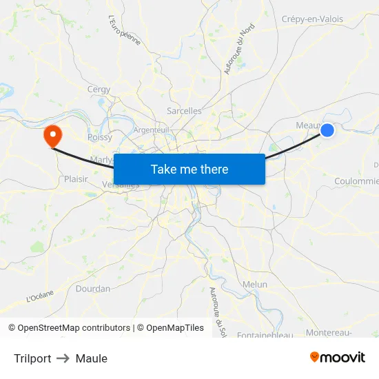 Trilport to Maule map