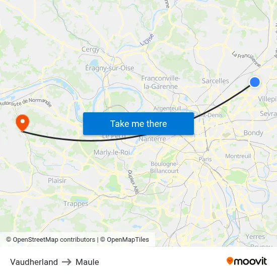 Vaudherland to Maule map
