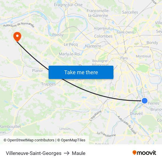Villeneuve-Saint-Georges to Maule map