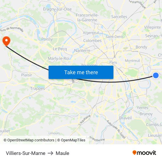 Villiers-Sur-Marne to Maule map