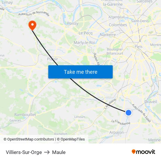 Villiers-Sur-Orge to Maule map