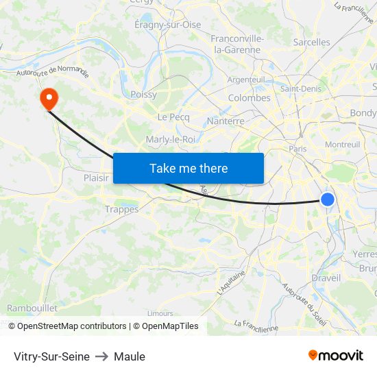 Vitry-Sur-Seine to Maule map