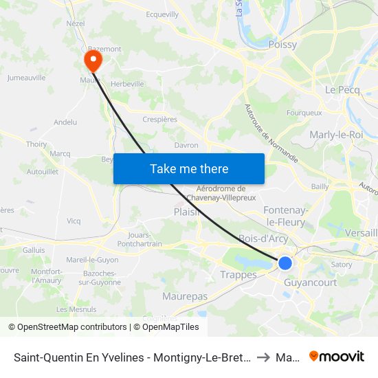 Saint-Quentin En Yvelines - Montigny-Le-Bretonneux to Maule map