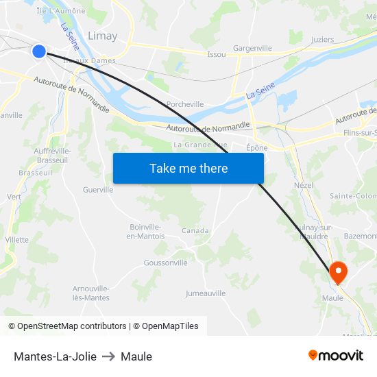 Mantes-La-Jolie to Maule map