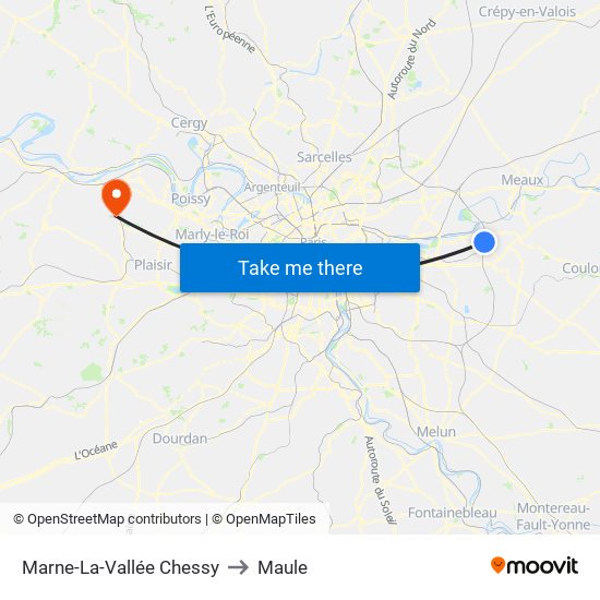 Marne-La-Vallée Chessy to Maule map