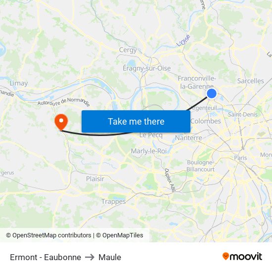 Ermont - Eaubonne to Maule map