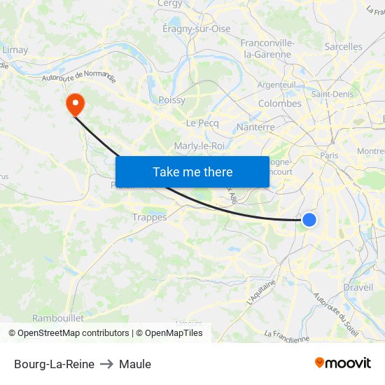 Bourg-La-Reine to Maule map