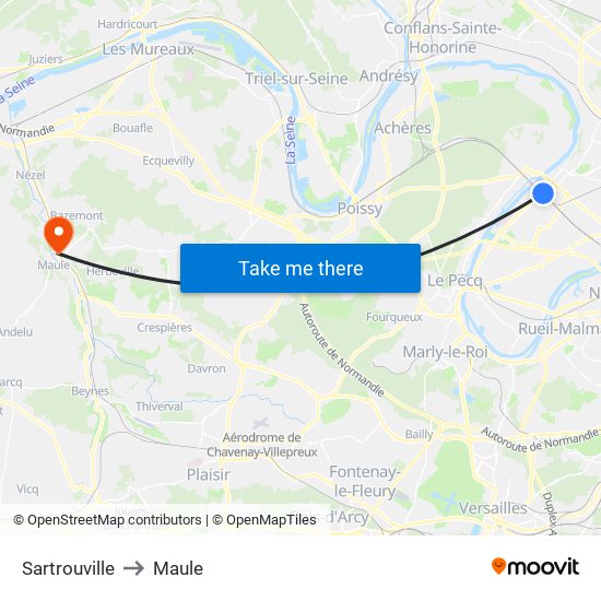 Sartrouville to Maule map