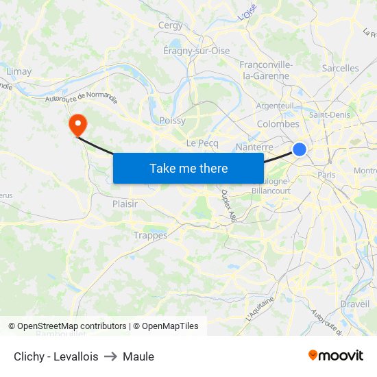 Clichy - Levallois to Maule map
