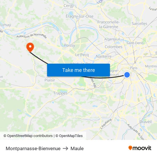 Montparnasse-Bienvenue to Maule map