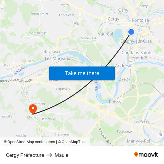 Cergy Préfecture to Maule map