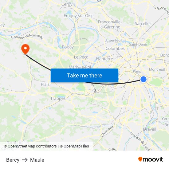 Bercy to Maule map