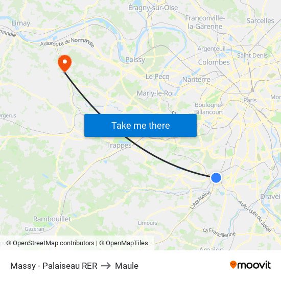 Massy - Palaiseau RER to Maule map