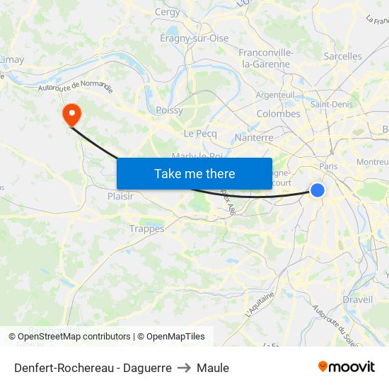 Denfert-Rochereau - Daguerre to Maule map