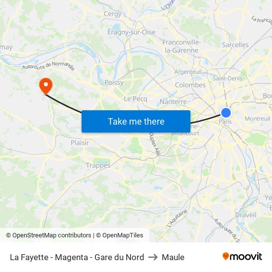 La Fayette - Magenta - Gare du Nord to Maule map