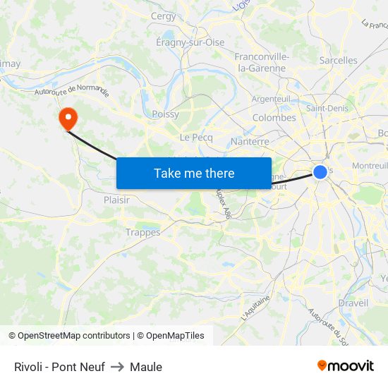 Rivoli - Pont Neuf to Maule map