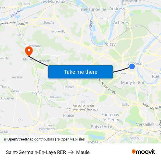 Saint-Germain-En-Laye RER to Maule map