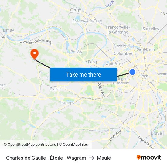 Charles de Gaulle - Étoile - Wagram to Maule map