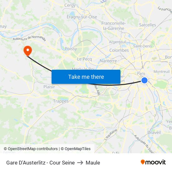 Gare D'Austerlitz - Cour Seine to Maule map