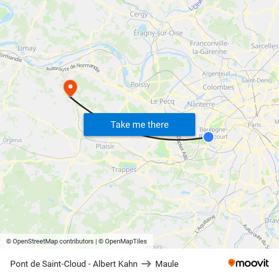 Pont de Saint-Cloud - Albert Kahn to Maule map