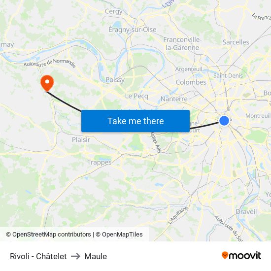 Rivoli - Châtelet to Maule map