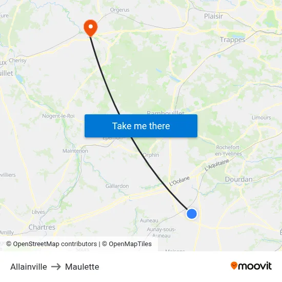 Allainville to Maulette map