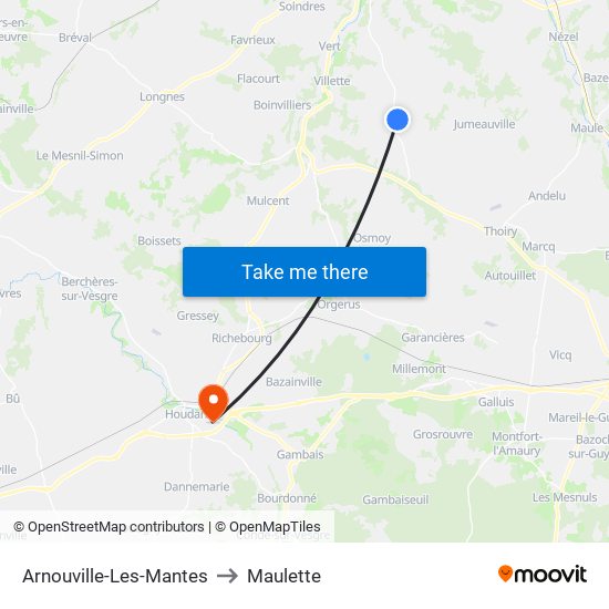 Arnouville-Les-Mantes to Maulette map