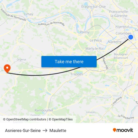 Asnieres-Sur-Seine to Maulette map