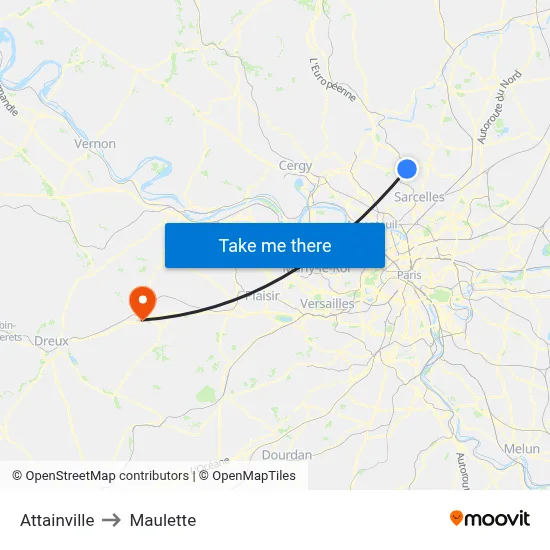 Attainville to Maulette map