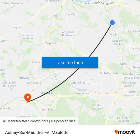 Aulnay-Sur-Mauldre to Maulette map