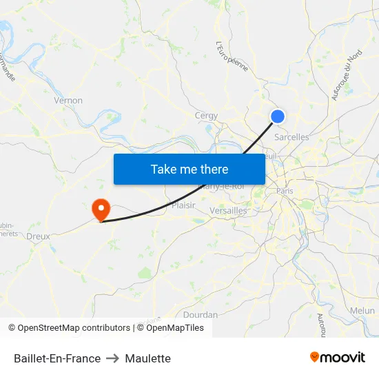 Baillet-En-France to Maulette map