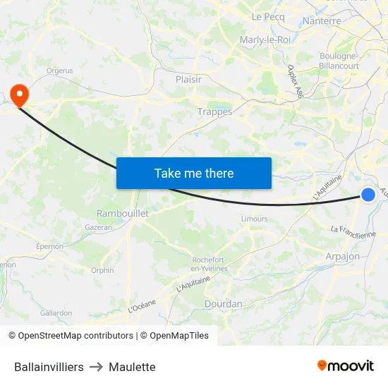 Ballainvilliers to Maulette map