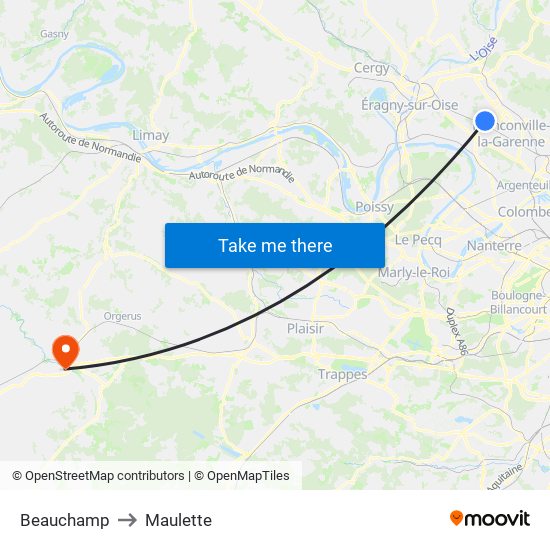 Beauchamp to Maulette map