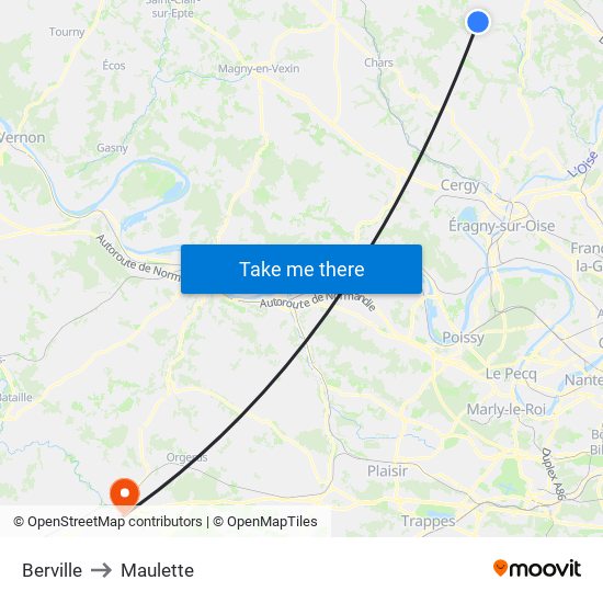 Berville to Maulette map