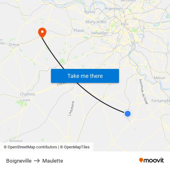 Boigneville to Maulette map