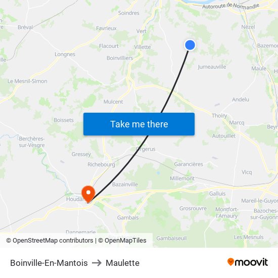 Boinville-En-Mantois to Maulette map