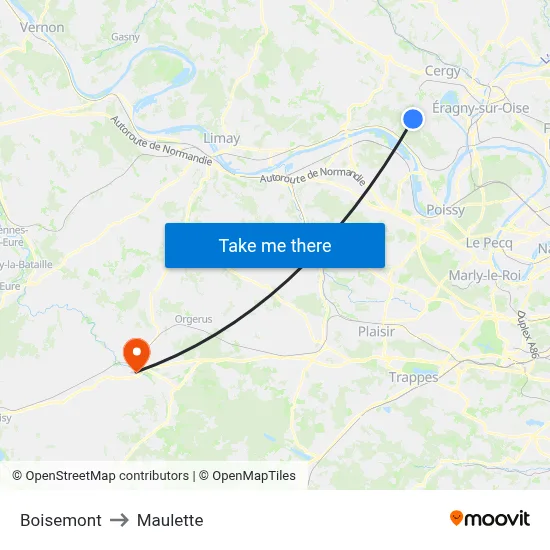 Boisemont to Maulette map