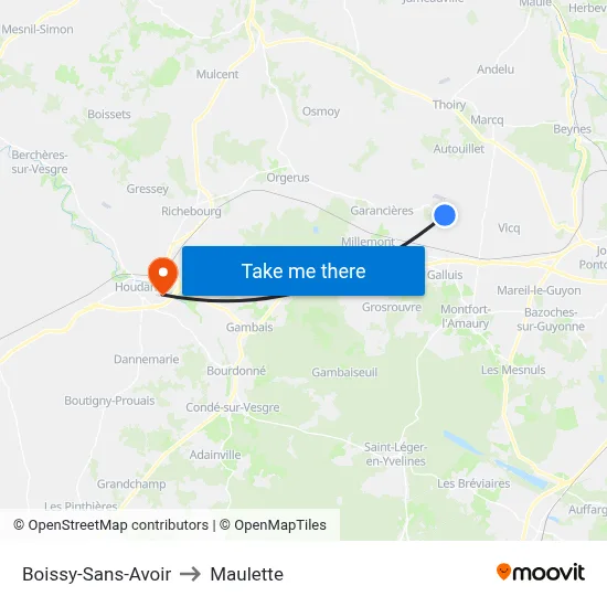 Boissy-Sans-Avoir to Maulette map