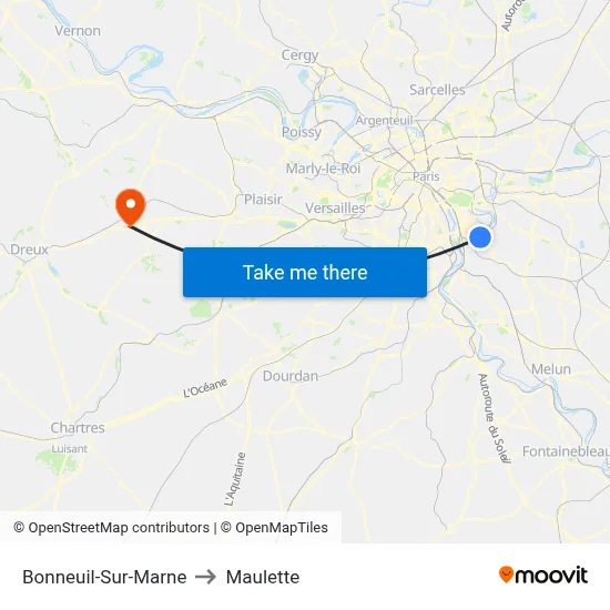 Bonneuil-Sur-Marne to Maulette map